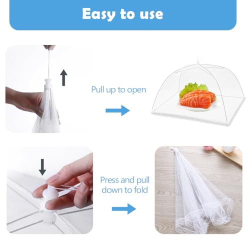 Omont Mesh Food Covers for Outside: 3 Pack 17"x17" Large Pop-Up Food Tents Umbrella Net for Outdoors, Picnic, Screen, BBQ,Reusable and Collapsible
