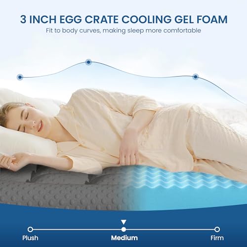 Pillow Top Mattress Topper Twin Size, AprLeaf 3 Inch Dual Layer Mattress Topper, 1 Inch Cooling Pillow Topper and 2 Inch Gel Memory Foam Mattress Topper for Back Pain