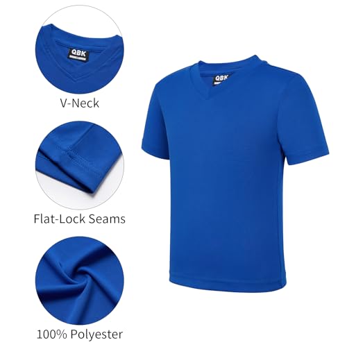 QBK 2T to Youth Neon T Shirt Kids Rash Guard UPF 50+ V-Neck Dry Fit Athletic Short Sleeve Shirts for Boys and Girls (Yellow 3T)
