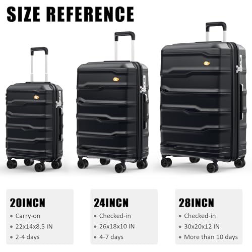 MGOB Carry On Luggage - Hard Shell Suitcase with Spinner Wheels, Lightweight PC Luggage with TSA Lock, Airline Approved for Men and Women