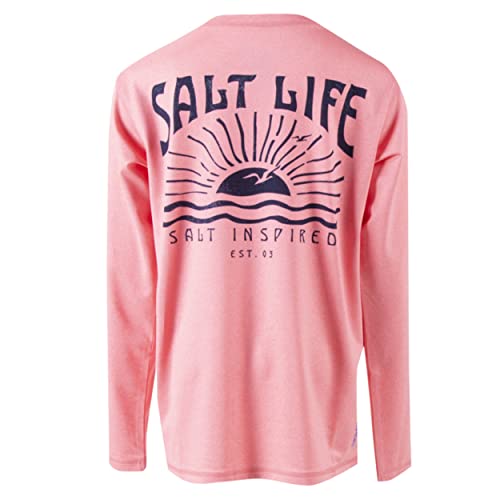 Salt Life Salt Inspired Youth Long Sleeve Performance Tee, Light Aruba Heather, X-Small