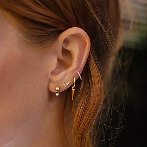 LOYATA Triangle Earrings Gold Ear Jacket Stud Open 14K Gold Plated Dainty Small Simple Hypoallergenic Geometric Jewelry Gift for Women