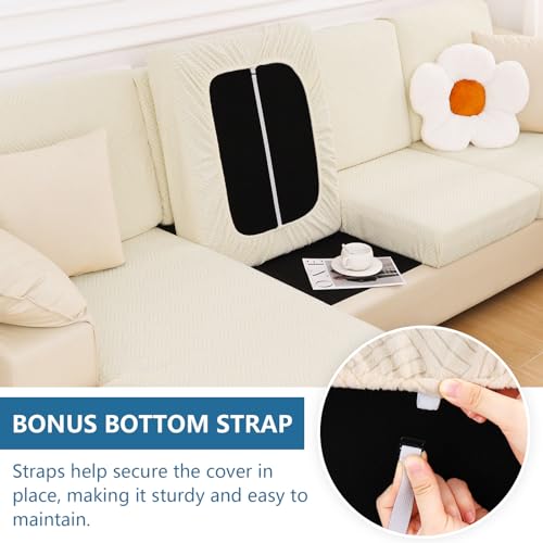 hyha Waterproof Couch Cushion Covers, Stretch Magic Sofa Covers Washable, Waterproof Sectional Couch Covers for Pets, Sofa/Couch Seat Cushion Covers with Elastic Bottom(1 Cushion Loveseat, Beige)