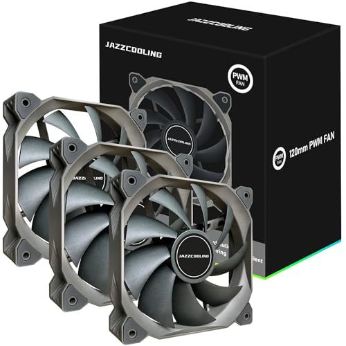 PWM Fan 3Pack 120mm PC Fans, HC-120 High Performance 12V 4PIN Fan with PWM, Quiet 1,500RPM up to 68CFM High Airflow pc Fan, SFDB Bering 120mm Fan, Computer case Fans for Air and Liquid Cooler…