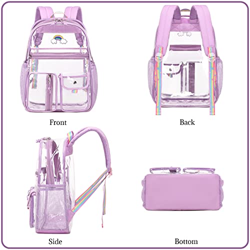 Lanola Student Kids Clear Bookbag Heavy Duty PVC Transparent Backpack Stadium Events See Through Backpacks For College Work Travel - Black
