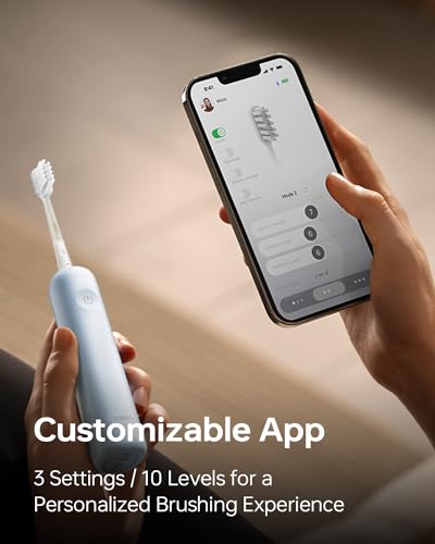 Laifen Wave Electric Toothbrush, Oscillation & Vibration Sonic Electric Toothbrush for Adults with 3 Brush Heads, IPX7 Waterproof Magnetic Rechargeable Travel Powered Toothbrush (Blue ABS)