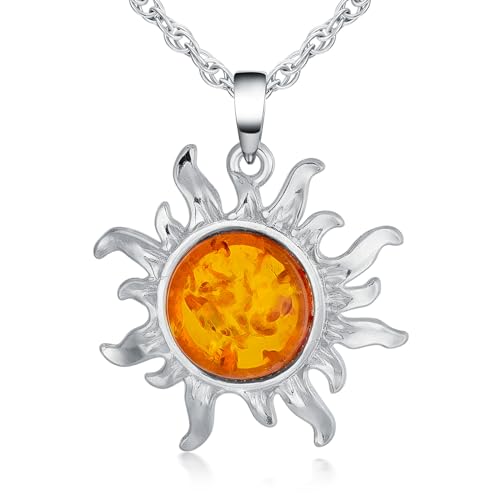 VIJASHOP Sun Necklace for Women Amber Sun Pendant Sun Jewelry Amber Necklace Jewelry Valentine's Day Gift for Girlfriend Wife