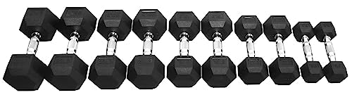 Fitvids Rubber Encased Hex Dumbbell, 45LB Single