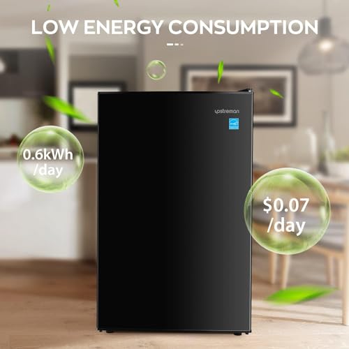 Upstreman 4.5 Cu.Ft Mini Fridge, Single Door Compact Refrigerator, Adjustable Thermostat, Low noise, Energy-efficient, Small Refrigerator for Bedroom, Office, Dorm, Red