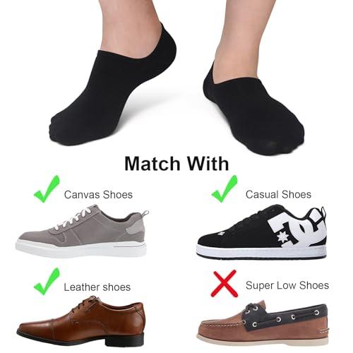 SIXDAYSOX No Show Socks Mens 8 Pairs White Invisible Low Cut Liner Socks With Arch Support Size 5-8