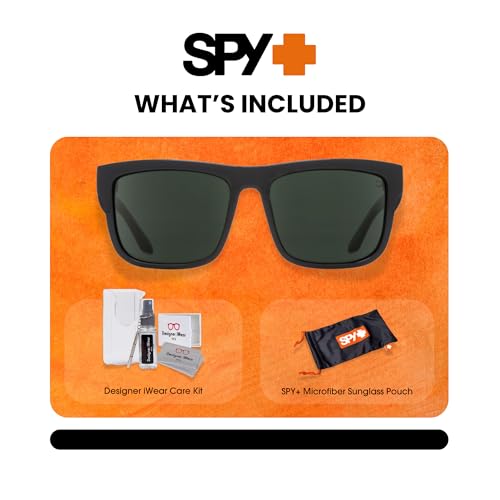 Spy Discord 673119209365 57MM Whitewall/Gray Green with Red Spectra Mirror Rectangular Sunglasses for Men+BUNDLE with ACCESSORY EYEWEAR KIT