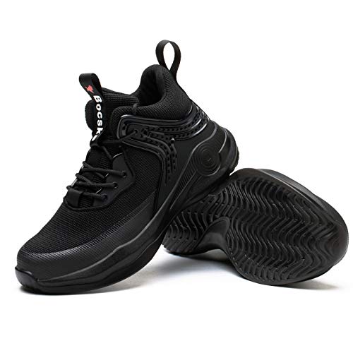 SYLPHID Steel Toe Boots for Men Safety Shoes for Women Work Sneakers Slip Resistant, 66Black,Women Size 14.5, Men Size 13