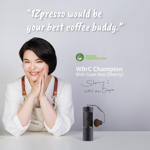 1Zpresso J-Ultra Manual Coffee Grinder Iron Gray, Conical Burr, Foldable Handle, Magnet Catch Cup Capacity 40g, Numerical Adjustable Finely Setting, Faster Grinding Efficiency ideal for Espresso