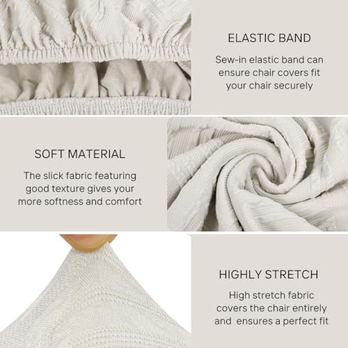 SearchI Cool Fabric Seat Covers for Dining Chairs, 6 Pack Water Repellent Dining Room Chair Seat Covers, Kitchen Chair Seat Covers Protectors(Beige)