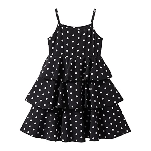 LittleSpring Toddler Girl's Dresses Polka Dots Spaghetti Strap Dress for Girl Summer Clothes 3T Cami Tiered Dress