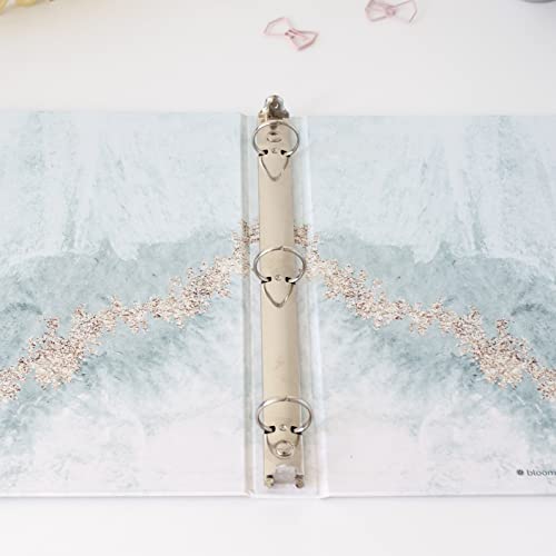 bloom daily planners 1-Inch 3 Ring Binder for School, Office, Home - Decorative 1” Binder Organizer for Standard Letter Size Paper (10" x 11.5”) - Blue Crystal