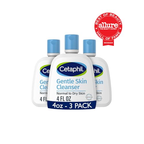 Cetaphil Face Wash, Hydrating Gentle Skin Cleanser for Dry to Normal Sensitive Skin, 4 oz 3 Pack, Fragrance Free, Soap Free and Non-Foaming