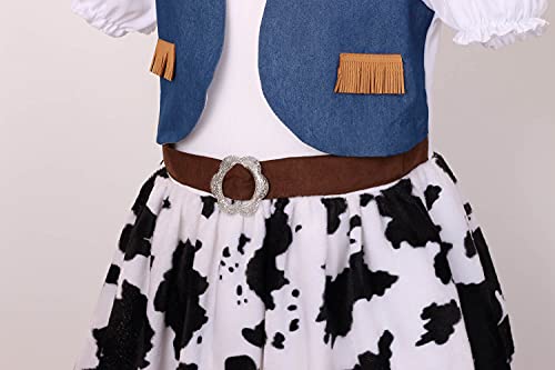 LMYOVE Cowgirl Halloween Costume for girls, Role Play Party Dress Up Outfit for Kids (Small, Blue)