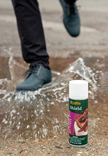 Cadillac Shield Water and Stain - Leather and Fabric Protector Spray - Great for Shoes - 5.5 oz - Waterproof and Protect Suede, Leather, Nubuck, Fabric, Nylon, Polyester & More