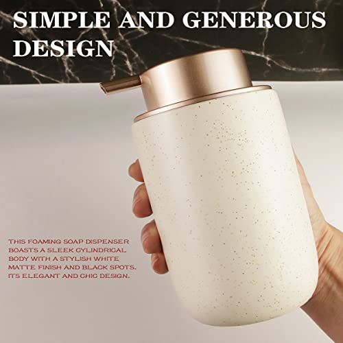 GIRLUFO 2pcs Foaming Soap Dispenser Set,Foaming Hand Soap Dispenser for Countertop,12oz Bathroom Soap Dispenser Set with Foam Soap Pump,Luxury Kitchen Soap Dispenser for Dish Soap(Silver&Ceramic)