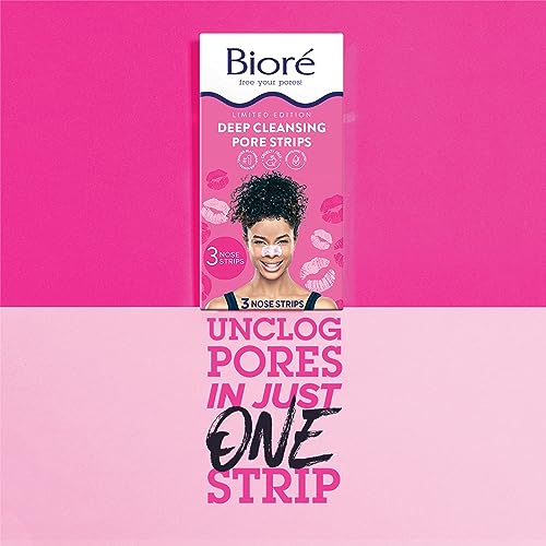 Bioré Kiss Designer Pore Strips, Nose Strips for Blackhead Removal, with Instant Pore Unclogging, 3 Count (Pack of 12)