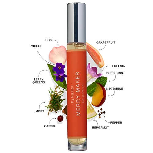 PINROSE Perfumes Merry Maker - Eau de Parfum Fragrance Travel Spray for Women - Vegan, Cruelty-free, and Hypoallergenic Scent w/ Essential Oils - Notes of Nectarine, Violet, Rose, Jasmine & Musk