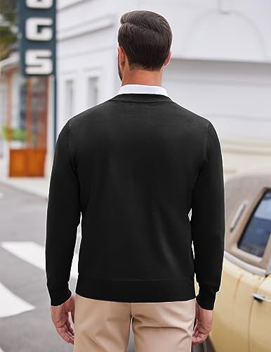COOFANDY Mens Veck Dress Business Sweaters Classic Knit Solid Casual Sweater Pullovers