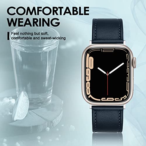 SWEES Leather Band Compatible for Apple Watch 42mm 44mm 45mm, Genuine Leather Replacement Wristband Strap Compatible iWatch Series 7 6 5 4 3 2 1 SE Sports & Edition Men And Women, Cognac Brown