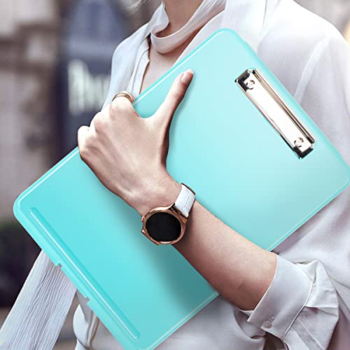 WAVEYU Cute Clipboard with Storage, Plastic Storage Clipboard with Low Profile Clip, Portable Writing Clipboard with Compartment Organizer for Nurses, Lawyers, Students, Classroom, Office,(Yellow)