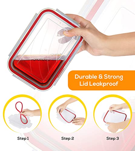 Utopia Kitchen Plastic Food Storage Container Set with Airtight Lids - 12 Pieces (6 Containers & 6 Snap Lids)- Reusable & Leftover Lunch Boxes - Leak Proof