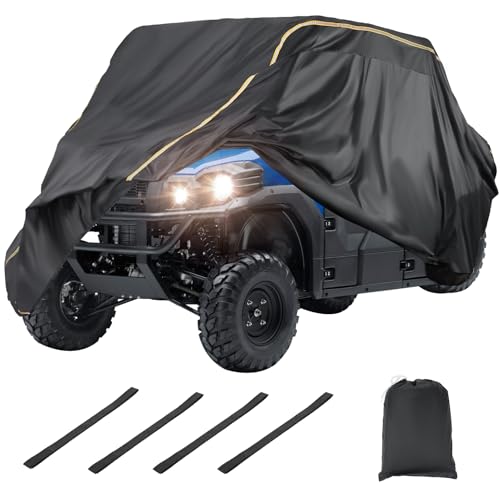KEMIMOTO UTV Cover 4 Seater 420D Waterproof S Size Compatible with Polaris Ranger Crew 570 / Mule PRO-FXT PRO-DXT/John Deere Gator/Wolverine, 4-6 Seater Heavy Duty with Reflective Strips Cover