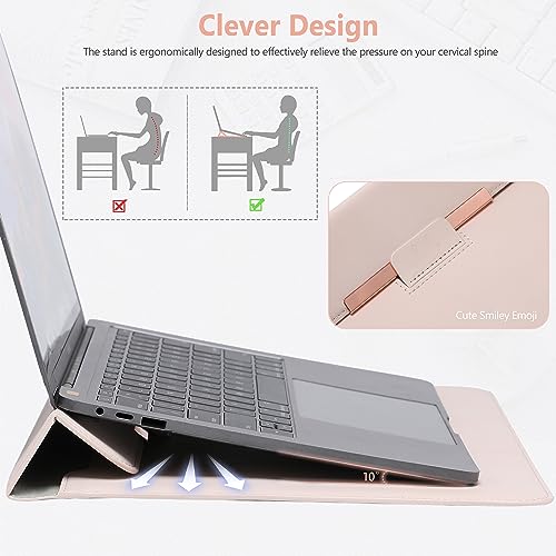 HYZUO 13.3-14 Inch Laptop Sleeve Case with Stand for MacBook Pro 14 M4/M3/M2/M1 2025-2021, MacBook Air/Pro 13.3, 13.8/13.5 Surface Laptop, HP Spectre X360 13/14, Space Gray(Smiley)