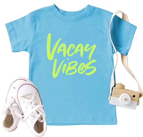 Toddler Vacation Shirt Boys Girls Summer Beach Vacay T-Shirts Holiday Graphic Hawaiian Kids Tees Casual Tops Lightblue