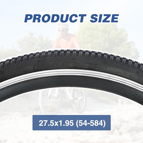 27.5"x1.95" inch mountain bike tire 2 pack 27.5 Inch Folding Replacement Tire for Mountain Bicycle,Black