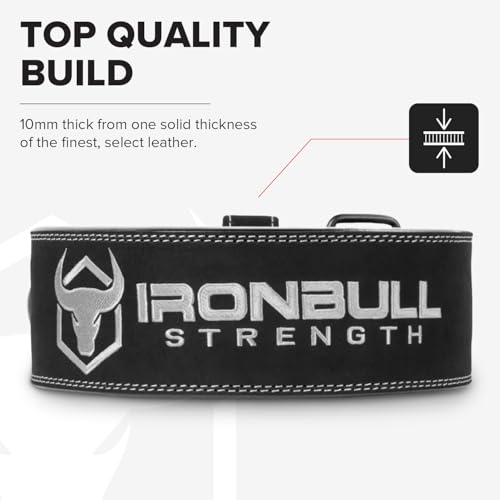 Iron Bull Strength Powerlifting Belt - 10mm Double Prong - 4-inch Wide - Heavy Duty for Extreme Weight Lifting Belt (All Black, Small)