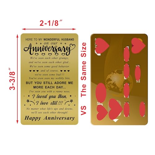 ENGZHI Husband Anniversary Card from Wife, Mens Wedding Anniversary Card Gifts for Him, Copper Wallet Card
