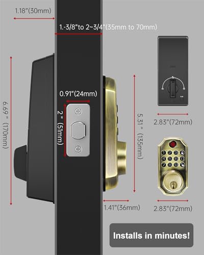 ZSZ Smart Locks for Front Door, Keyless Entry Door Lock with Fingerprint, Keypad & Code Unlock, No App/Internet Needed, Auto Lock, Function Setting with Voice, Install in 90 Seconds, Low-Battery Alert