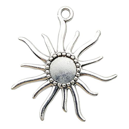 10PCS Sun Blank Round Pendant Trays, Fit 12mm Cabochon, Base Setting Bezel Frame Cameo (C5121)