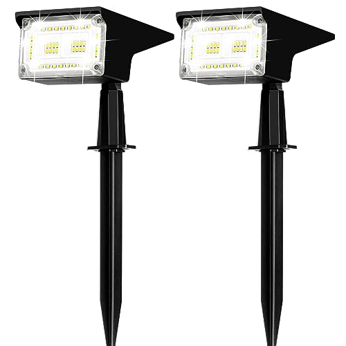ZJOJO Solar Spot Lights Outdoor, Solar Outdoor Lights 40 LEDs IP65 Waterproof Solar Landscape Spotlights, 6500K Daylight Wall Lights, Solar Outdoor Lights for Garden Yard, 2 Pack(Cool White)