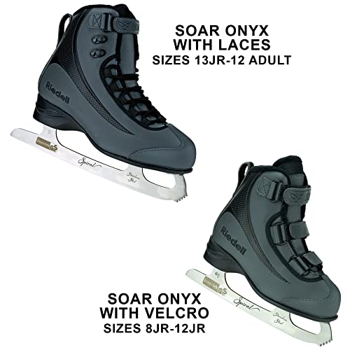 Riedell Soar Youth Ice Skates - Recreational Soft Beginner Figure Ice Skates | Onyx | Size 1 JR
