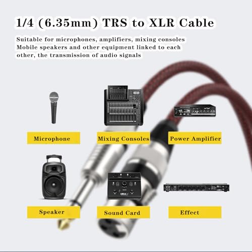 tsrqponmlkjlh XLR Female to 1/4(6.35mm) Male TRS Jack Lead Balanced Signal Interconnect Cable XLR to 1/4 Patch Cable-10feet