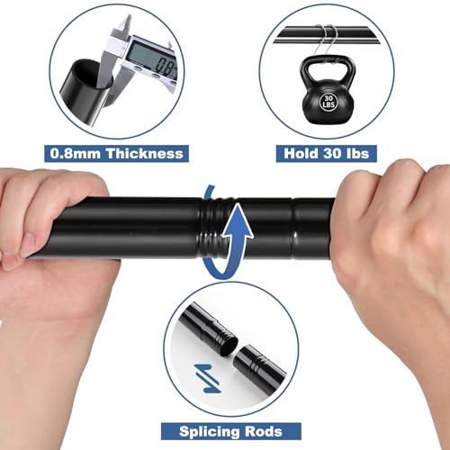 Double Curtain Rods 28 to 44 Inch Black 1 Inch Heavy Duty Dual Curtain Rod Set for Windows Drapery Rod Splicing Rods Adjustable Decorative Curtain Rod for Bedroom, Window, Patio, Sliding Glass Door