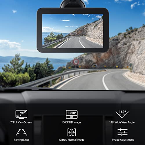 ZEROXCLUB Wired Backup Camera Kit with 7" Monitor, HD 1080P Display for Car Truck/Pickup/SUV/Van/RV, Night Vision Rear View Camera IP69 Waterproof-B7