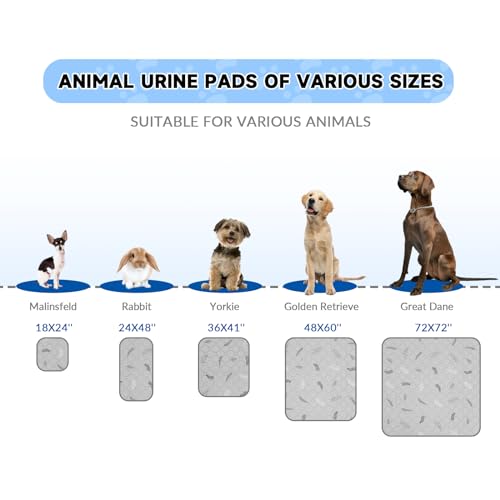 Sunheir Washable Pee Pads for Dogs 72"x72", Extra Large Reusable Puppy Pads Pet Training Pads for Dog Playpen, Waterproof Pee Pads for Puppy Playpen, Whelping Pad, Dog Playpen Indoor - Light Grey