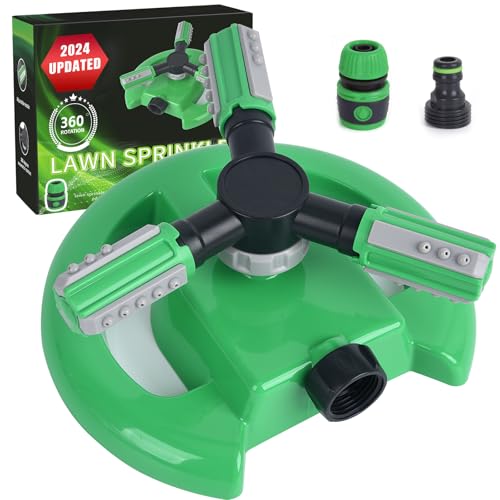Hinastar Lawn Sprinkler, Automatic Garden Water Sprinkler, Upgrade 360 Degree Rotation Irrigation System, Large Area Coverage, Sprinkler for Yard, Lawn, Kids and Garden-1Pack(Light Green)