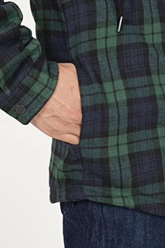 ZENTHACE Flannel Jackets for Men with Hood Sherpa Fleece Lined Zip Up Flannel Shirt Jacket Men Blue S