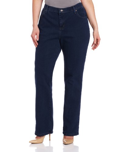 Lee Women's Plus-Size Relaxed Fit Straight Leg Jean, Premium Dark, 30W Medium