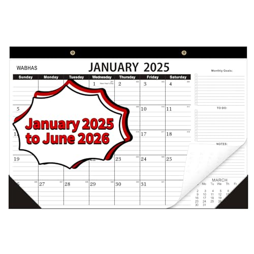 Desk Calendar 2025-2026-18 Months-January 2025 to June 2026,Desk calendar 2025-2026,12x17 in,School Calendar 2025,Office Desk Calendar 2026