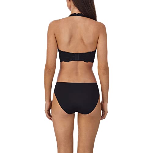 Le Mystere Women's Lace Allure Longline Convertible Bra - Plunging Neckline - Adjustable Straps - Black, 36B