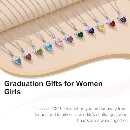 2024 Graduation Gifts Birthstone Neckalce for Women Graduation Cap Heart Pendant Necklace for Teen Girls August Birthstone Necklace Law School Graduation Gifts Girlfriend Daughter Birthday Jewelry